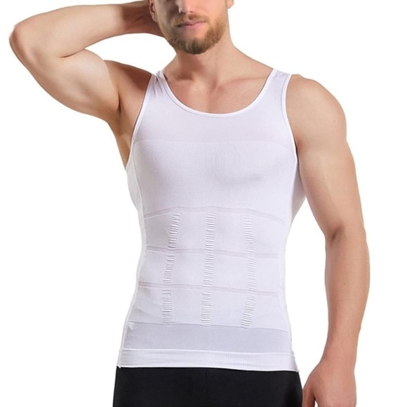 Brand New Set of Two White Compression Slimming Shaper Tank Tops Body Shirts - Picture 2 of 13
